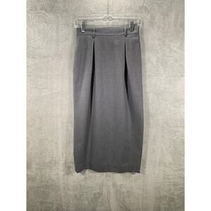 VTG Christian Dior Skirt 6 Grey 80's Midi Pencil Pockets 100% Wool Quiet Luxury